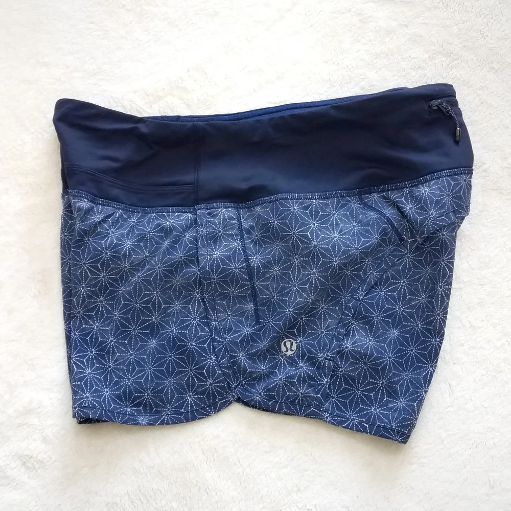 Lululemon Run Speed Shorts Sashiko Star Inkwell‎ Ghost Inkwell Print Size 6